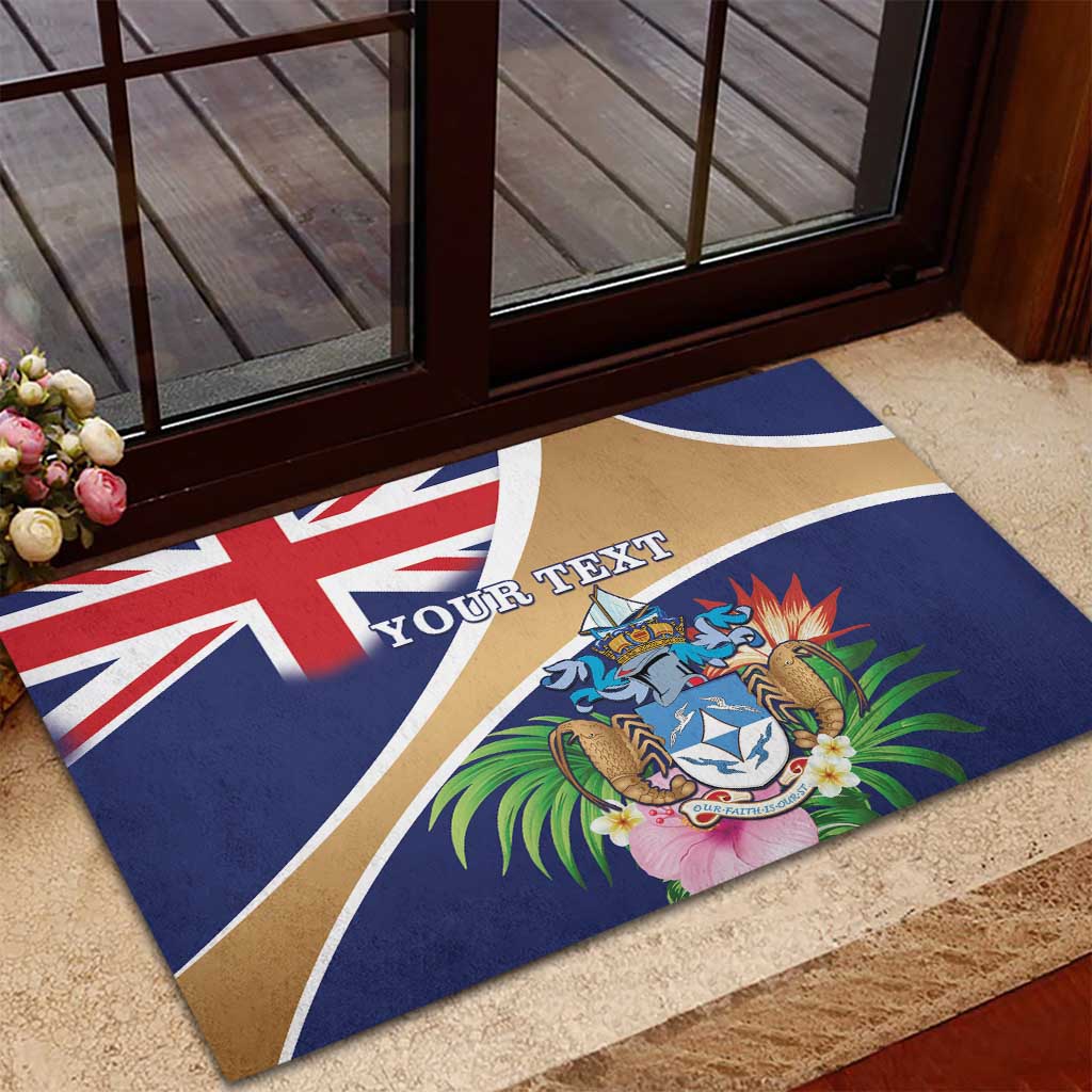 Personalized Tristan da Cunha Rubber Doormat Coat Of Arms - Flag Style