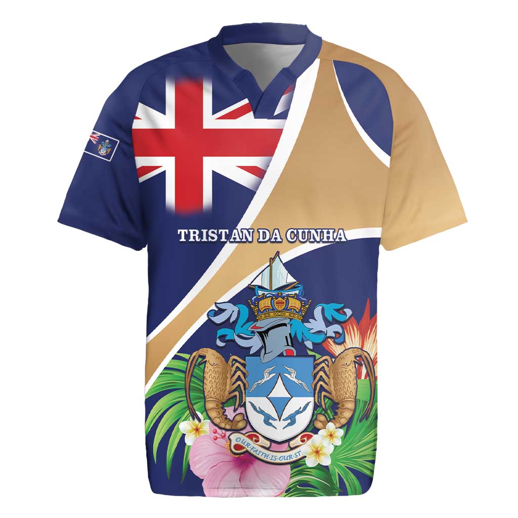 Personalized Tristan da Cunha Rugby Jersey Coat Of Arms - Flag Style