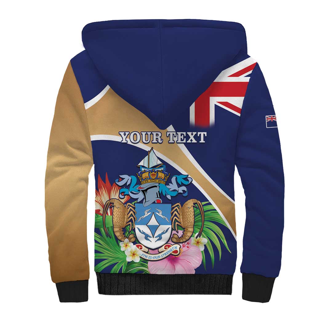 Personalized Tristan da Cunha Sherpa Hoodie Coat Of Arms - Flag Style