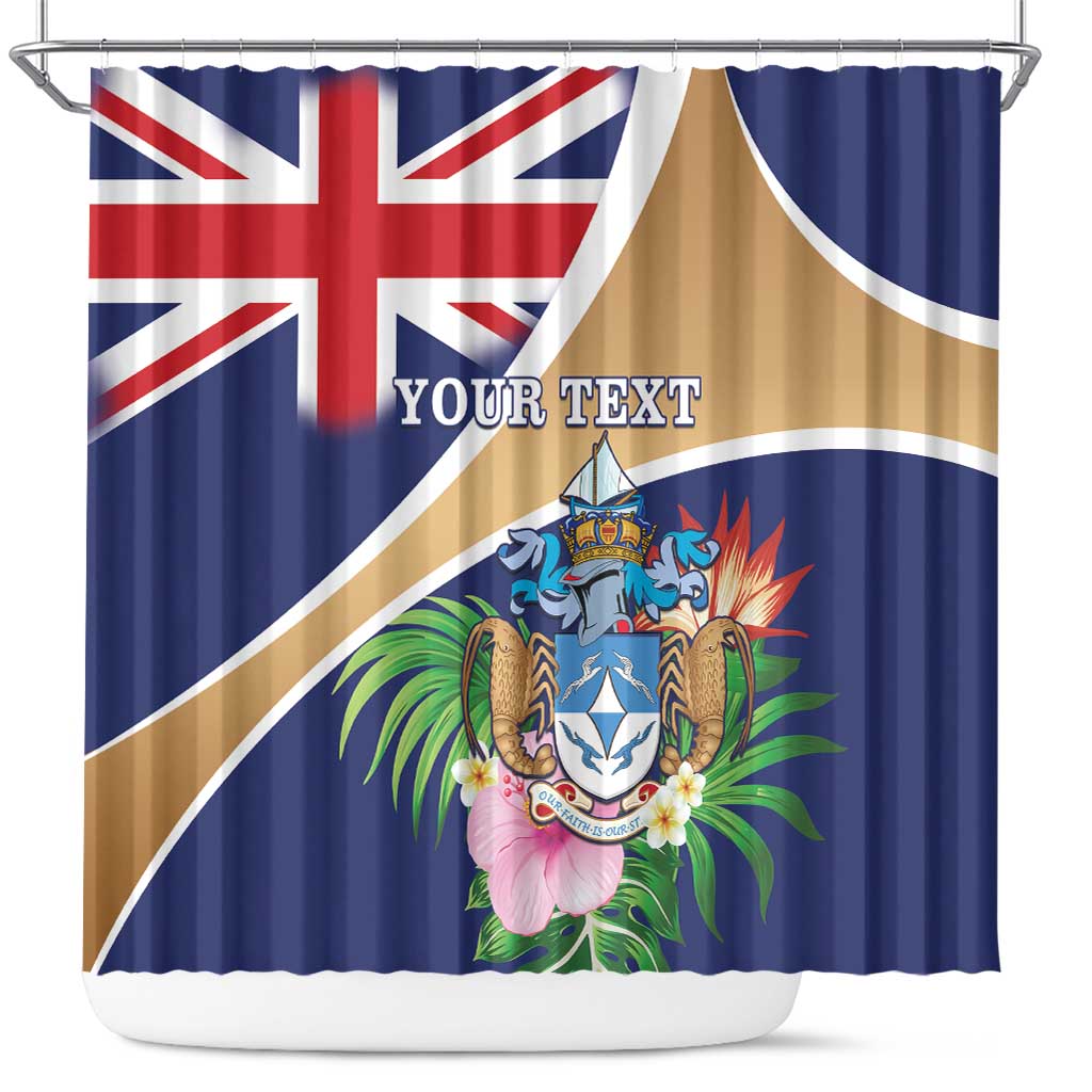 Personalized Tristan da Cunha Shower Curtain Coat Of Arms - Flag Style
