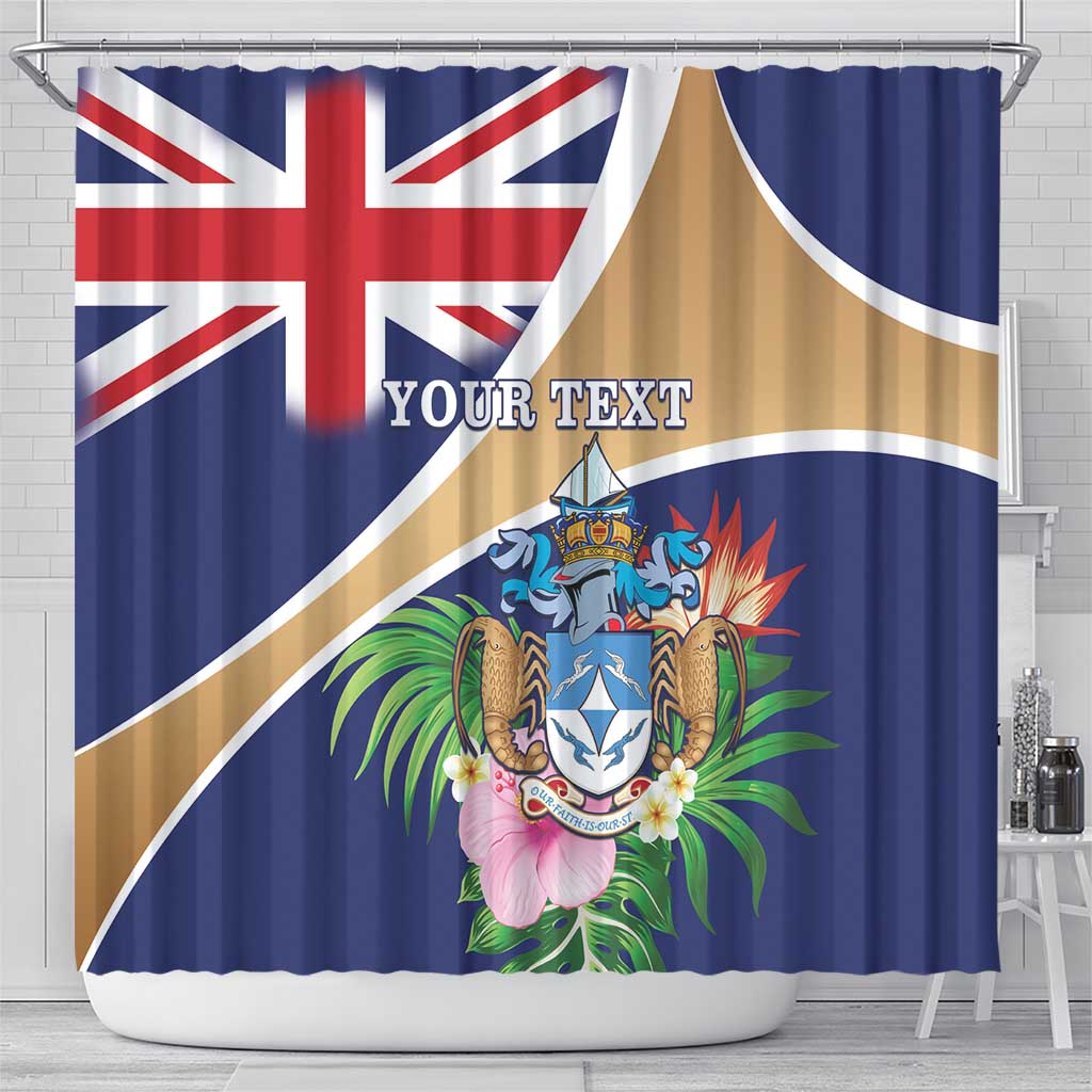 Personalized Tristan da Cunha Shower Curtain Coat Of Arms - Flag Style