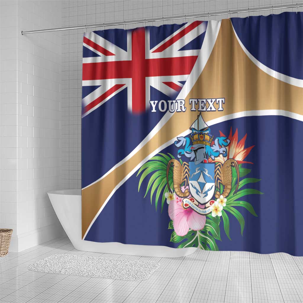 Personalized Tristan da Cunha Shower Curtain Coat Of Arms - Flag Style