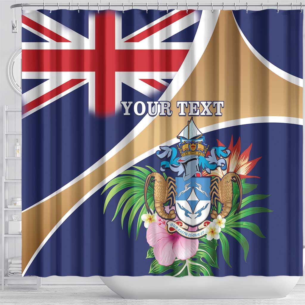 Personalized Tristan da Cunha Shower Curtain Coat Of Arms - Flag Style