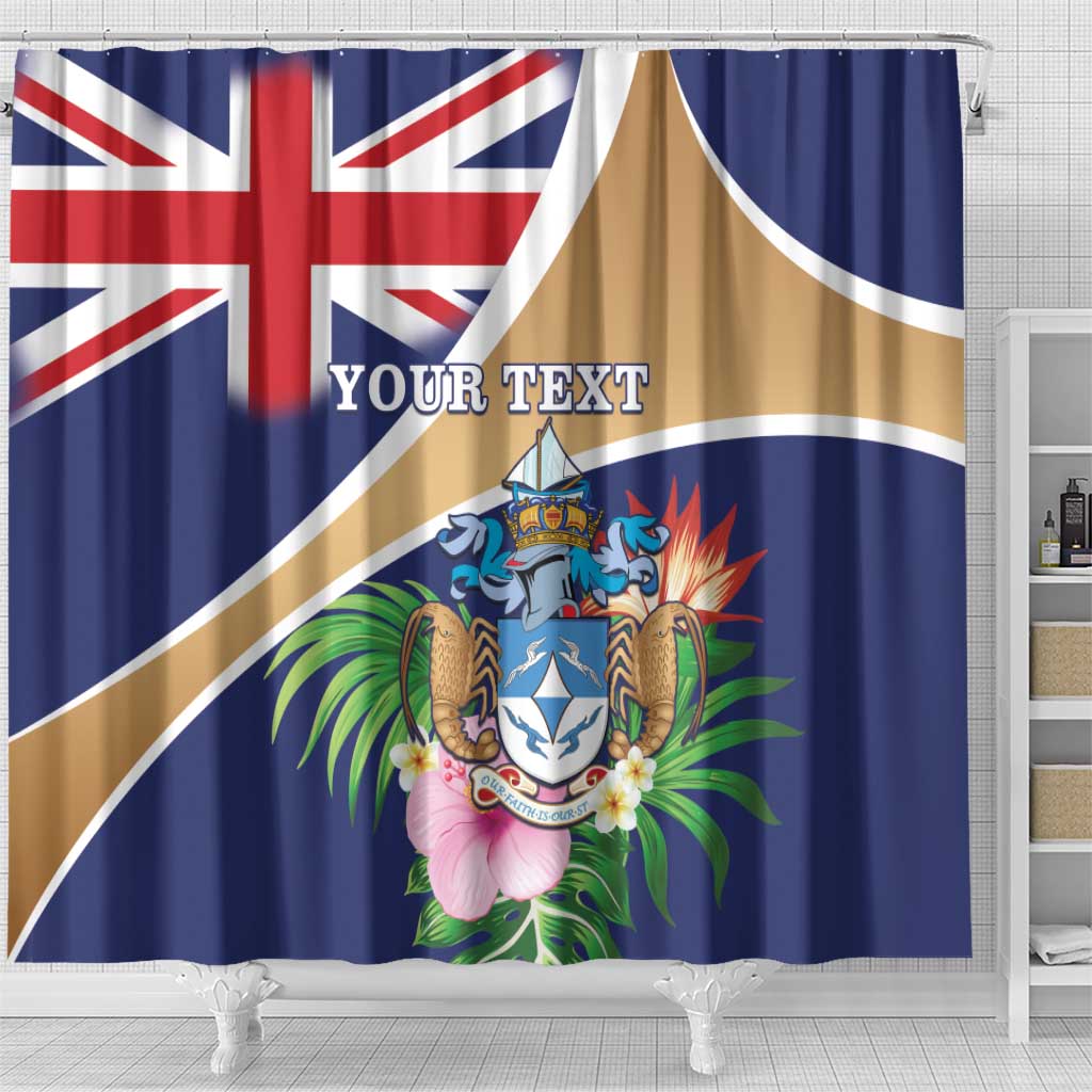 Personalized Tristan da Cunha Shower Curtain Coat Of Arms - Flag Style