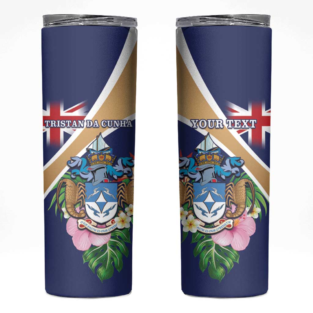 Personalized Tristan da Cunha Skinny Tumbler Coat Of Arms - Flag Style