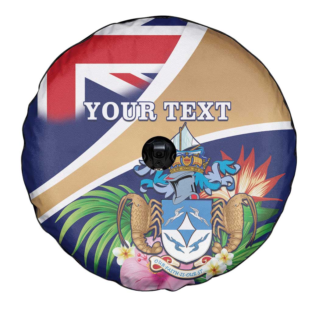 Personalized Tristan da Cunha Spare Tire Cover Coat Of Arms - Flag Style