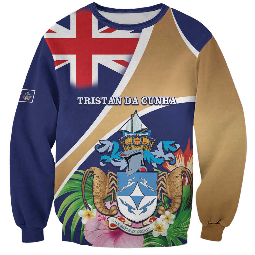 Personalized Tristan da Cunha Sweatshirt Coat Of Arms - Flag Style