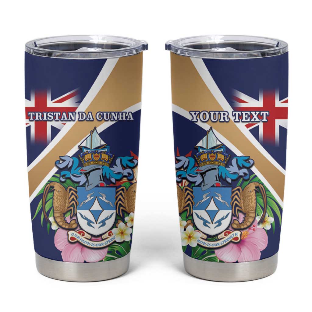 Personalized Tristan da Cunha Tumbler Cup Coat Of Arms - Flag Style