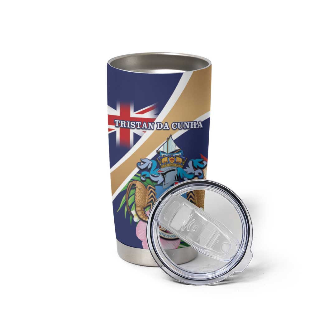Personalized Tristan da Cunha Tumbler Cup Coat Of Arms - Flag Style