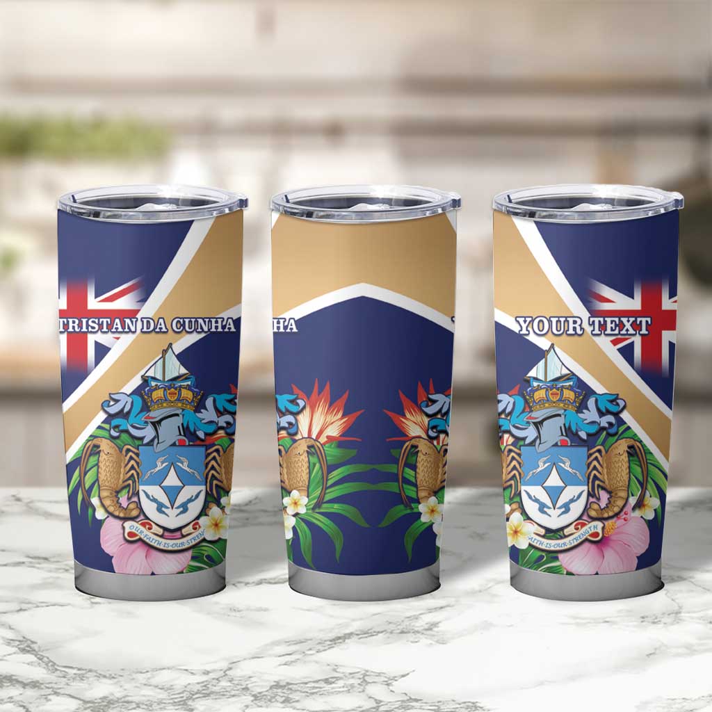 Personalized Tristan da Cunha Tumbler Cup Coat Of Arms - Flag Style