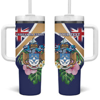 Personalized Tristan da Cunha Tumbler With Handle Coat Of Arms - Flag Style