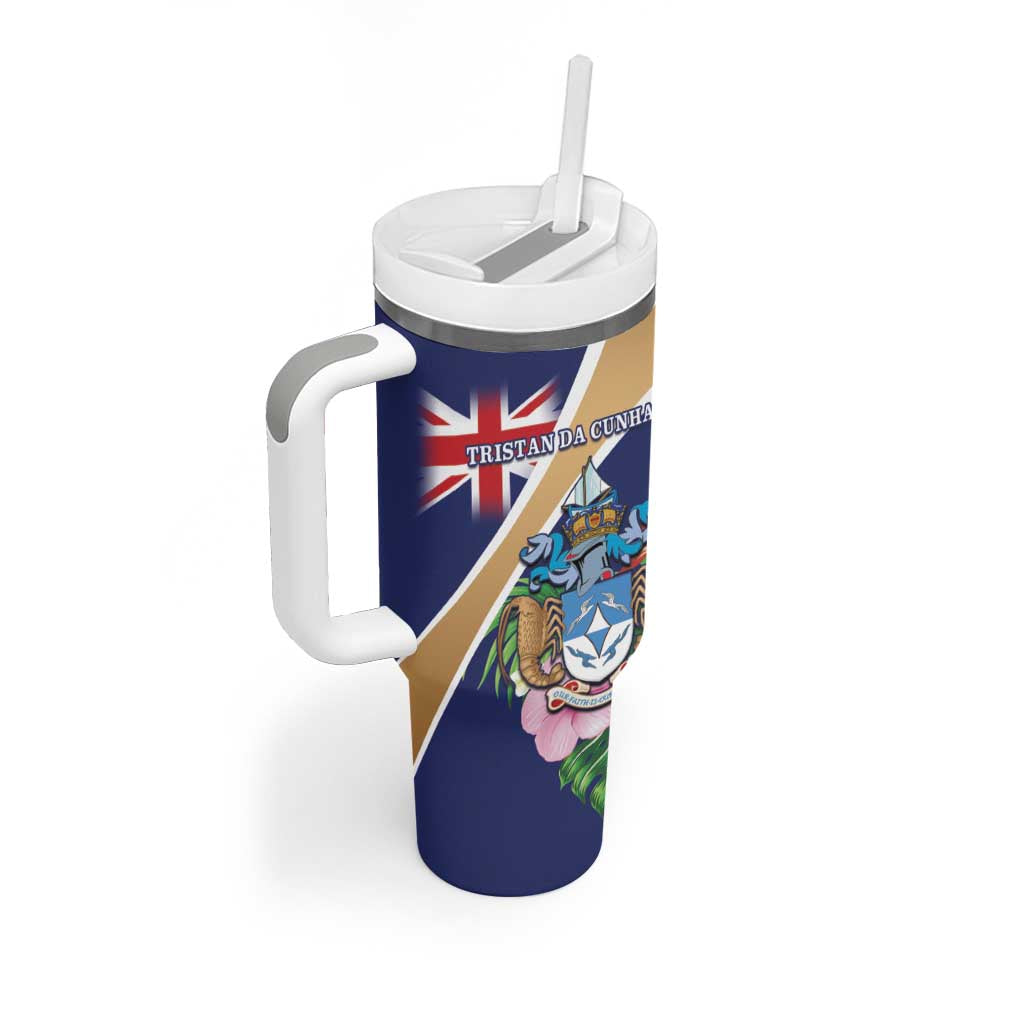 Personalized Tristan da Cunha Tumbler With Handle Coat Of Arms - Flag Style