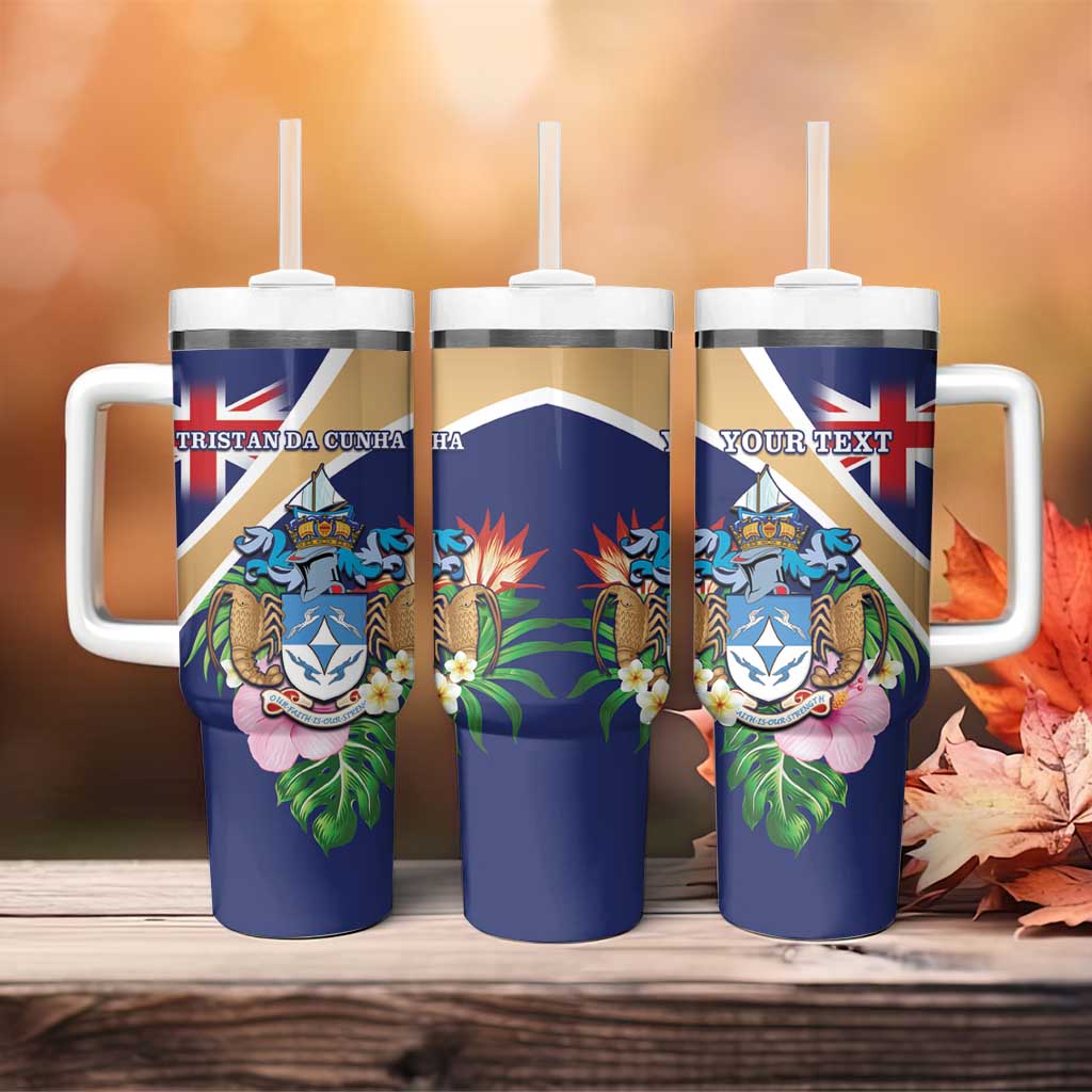 Personalized Tristan da Cunha Tumbler With Handle Coat Of Arms - Flag Style