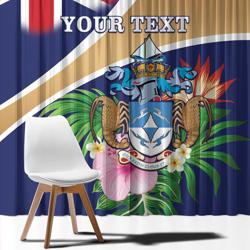 Personalized Tristan da Cunha Window Curtain Coat Of Arms - Flag Style
