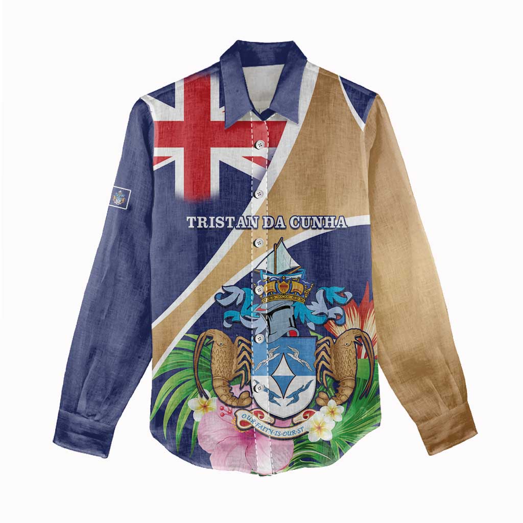 Personalized Tristan da Cunha Women Casual Shirt Coat Of Arms - Flag Style