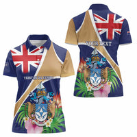 Personalized Tristan da Cunha Women Polo Shirt Coat Of Arms - Flag Style