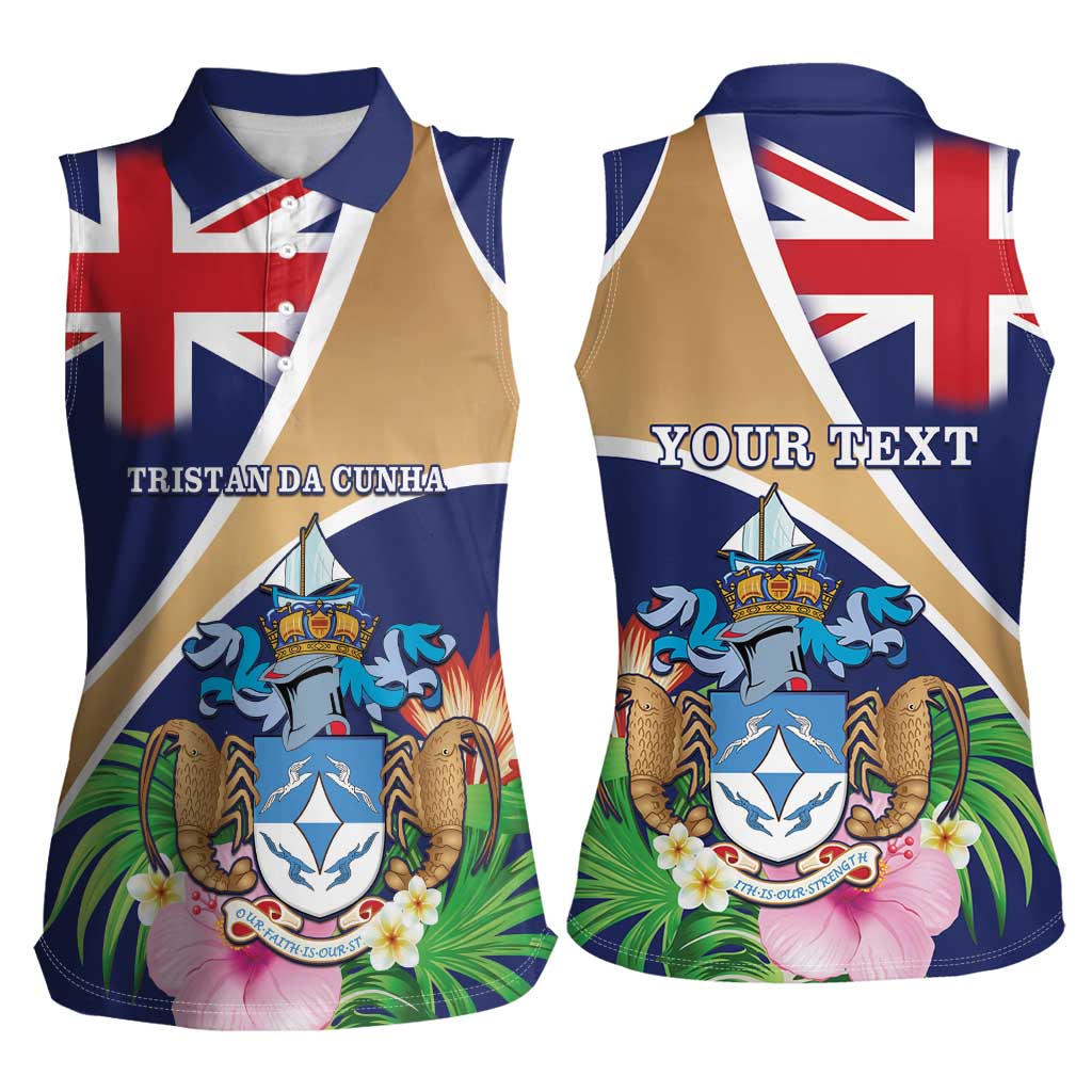 Personalized Tristan da Cunha Women Sleeveless Polo Shirt Coat Of Arms - Flag Style