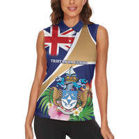 Personalized Tristan da Cunha Women Sleeveless Polo Shirt Coat Of Arms - Flag Style