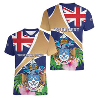 Personalized Tristan da Cunha Women V-Neck T-Shirt Coat Of Arms - Flag Style