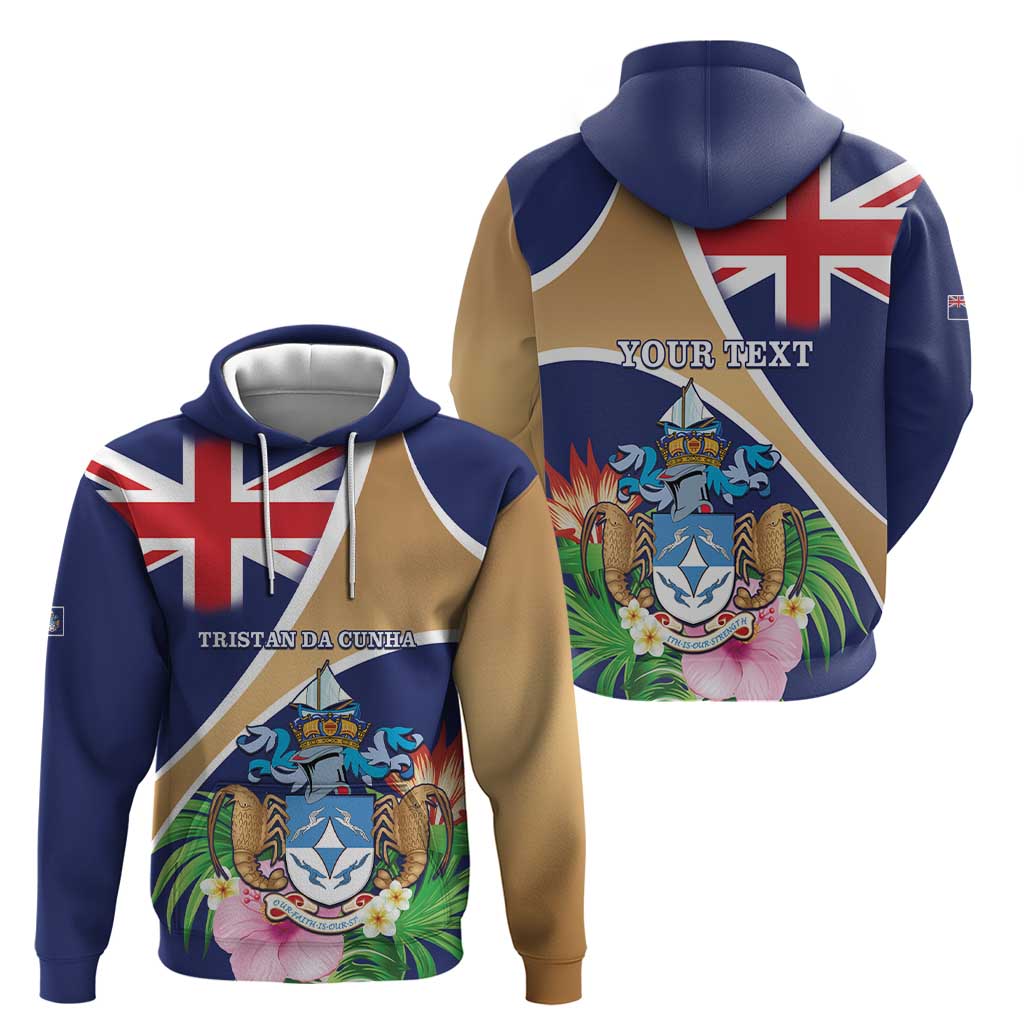 Personalized Tristan da Cunha Zip Hoodie Coat Of Arms - Flag Style