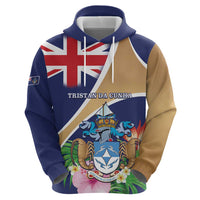 Personalized Tristan da Cunha Zip Hoodie Coat Of Arms - Flag Style
