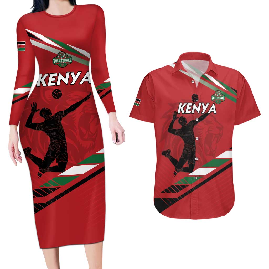 Custom Kenya Volleyball Couples Matching Long Sleeve Bodycon Dress and Hawaiian Shirt We Are Champions