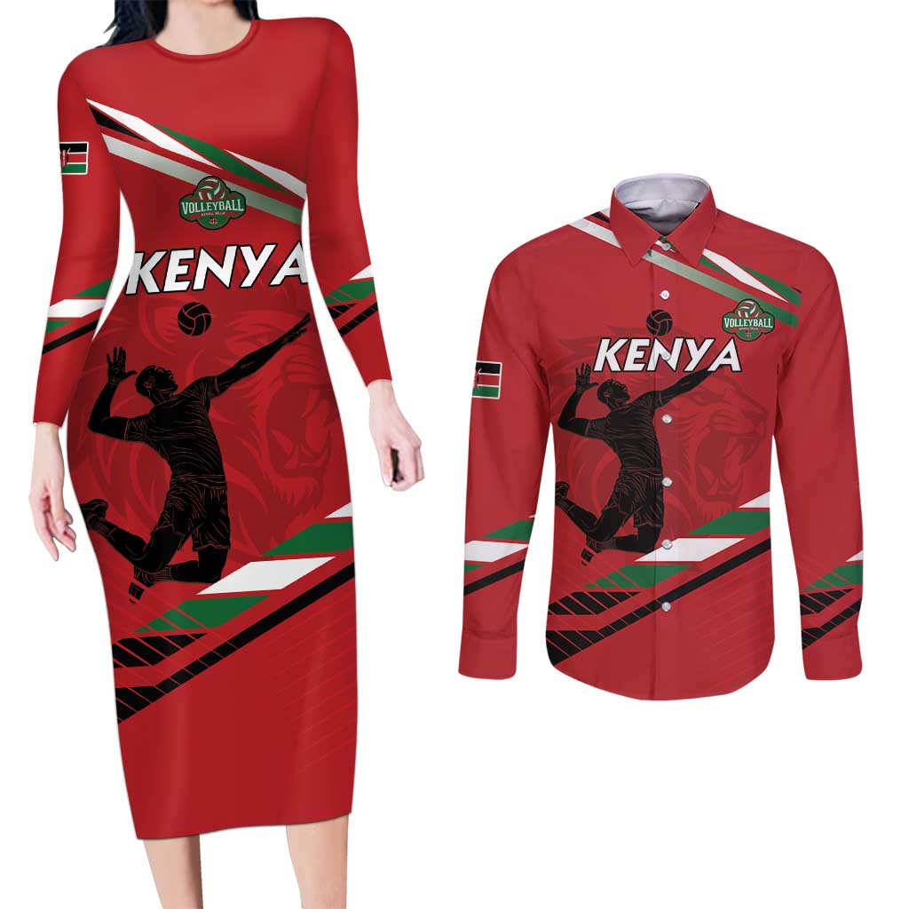 Custom Kenya Volleyball Couples Matching Long Sleeve Bodycon Dress and Long Sleeve Button Shirt We Are Champions