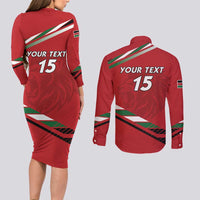 Custom Kenya Volleyball Couples Matching Long Sleeve Bodycon Dress and Long Sleeve Button Shirt We Are Champions