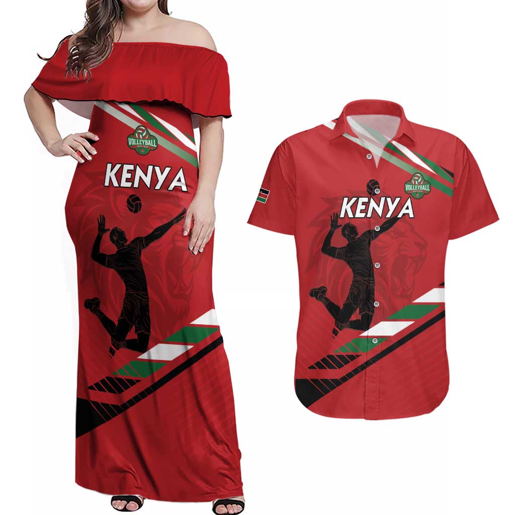 Custom Kenya Volleyball Couples Matching Off Shoulder Maxi Dress and Hawaiian Shirt We Are Champions