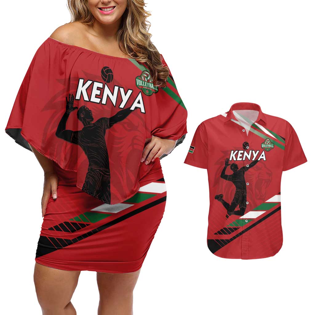 Custom Kenya Volleyball Couples Matching Off Shoulder Short Dress and Hawaiian Shirt We Are Champions