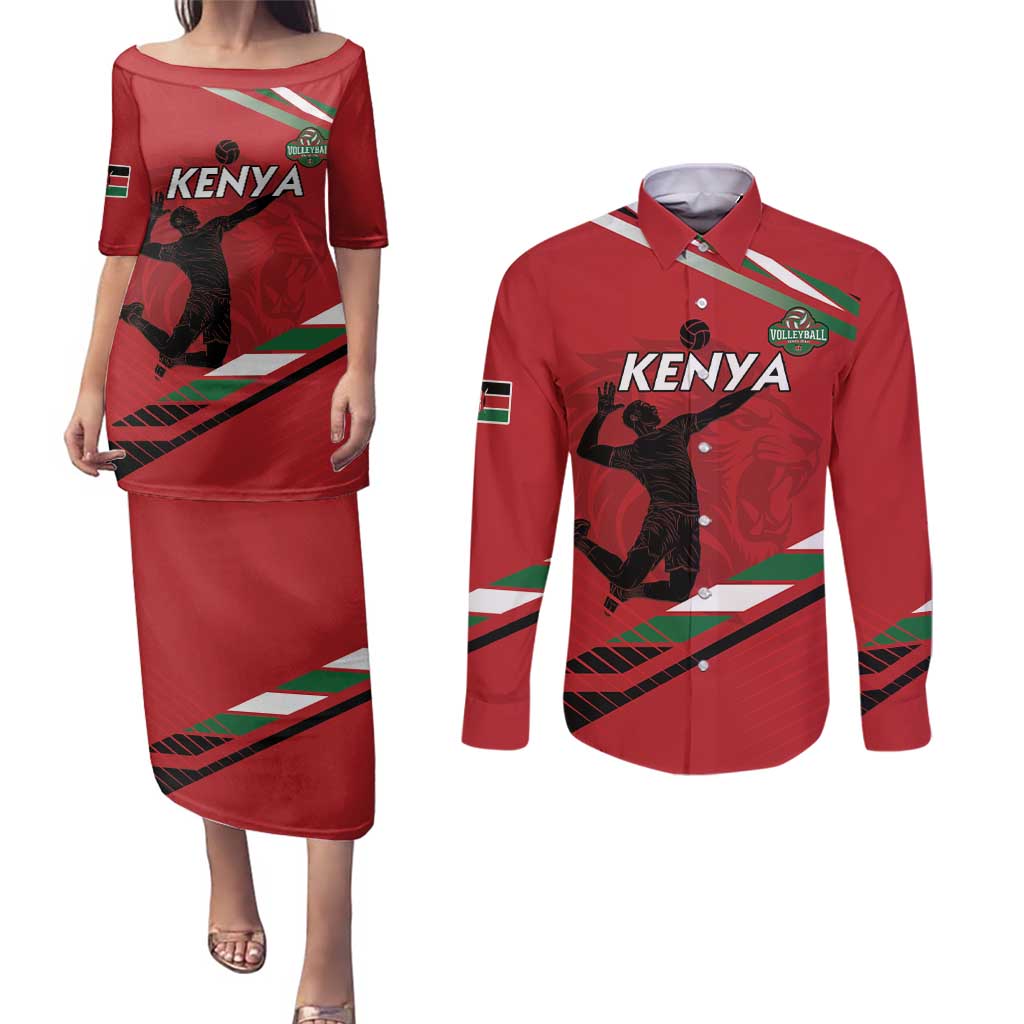 Custom Kenya Volleyball Couples Matching Puletasi and Long Sleeve Button Shirt We Are Champions