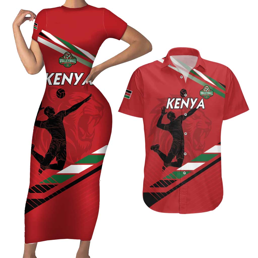 Custom Kenya Volleyball Couples Matching Short Sleeve Bodycon Dress and Hawaiian Shirt We Are Champions