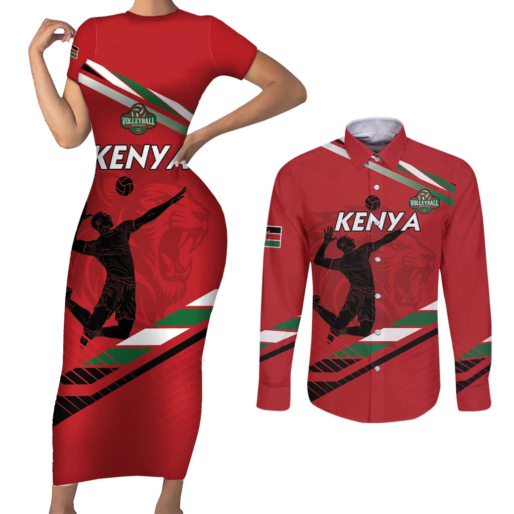 Custom Kenya Volleyball Couples Matching Short Sleeve Bodycon Dress and Long Sleeve Button Shirt We Are Champions
