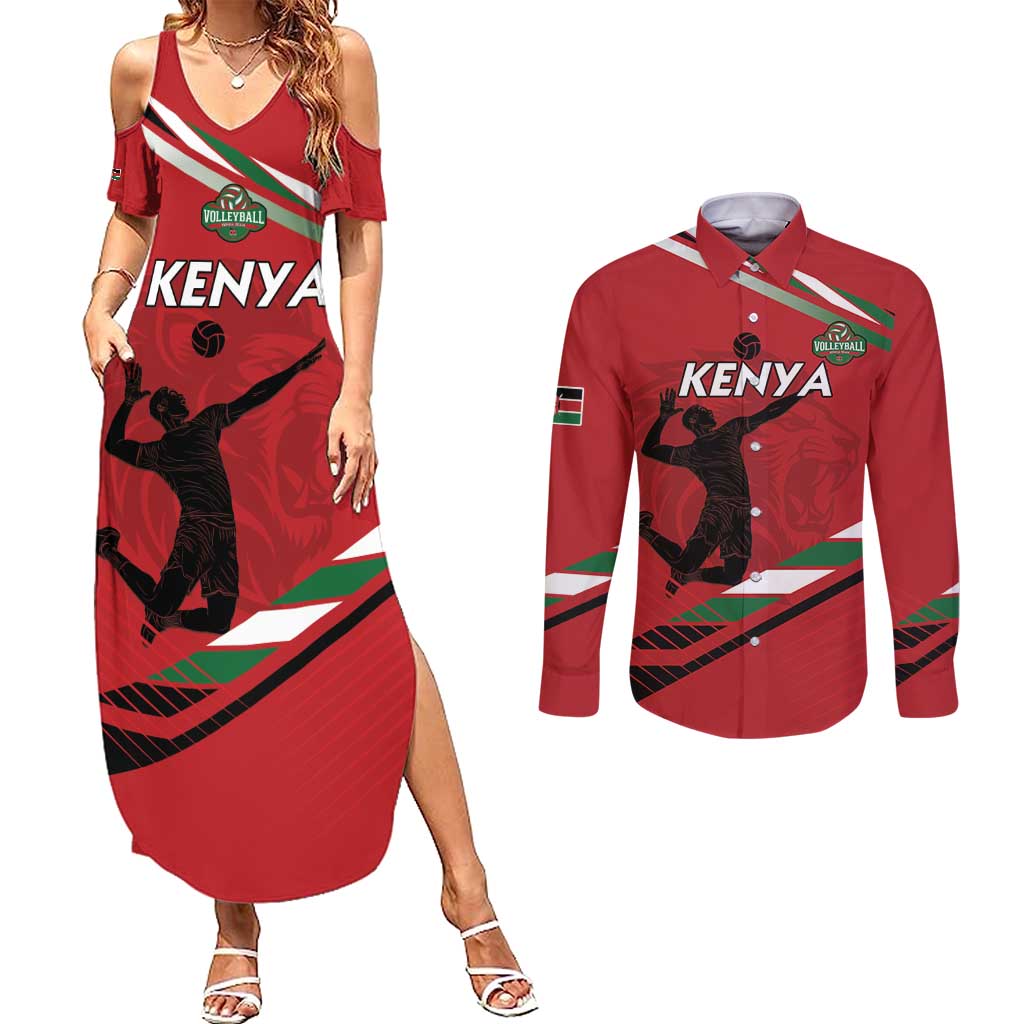 Custom Kenya Volleyball Couples Matching Summer Maxi Dress and Long Sleeve Button Shirt We Are Champions