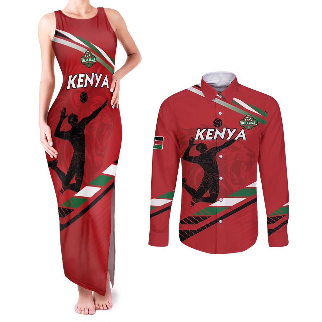 Custom Kenya Volleyball Couples Matching Tank Maxi Dress and Long Sleeve Button Shirt We Are Champions