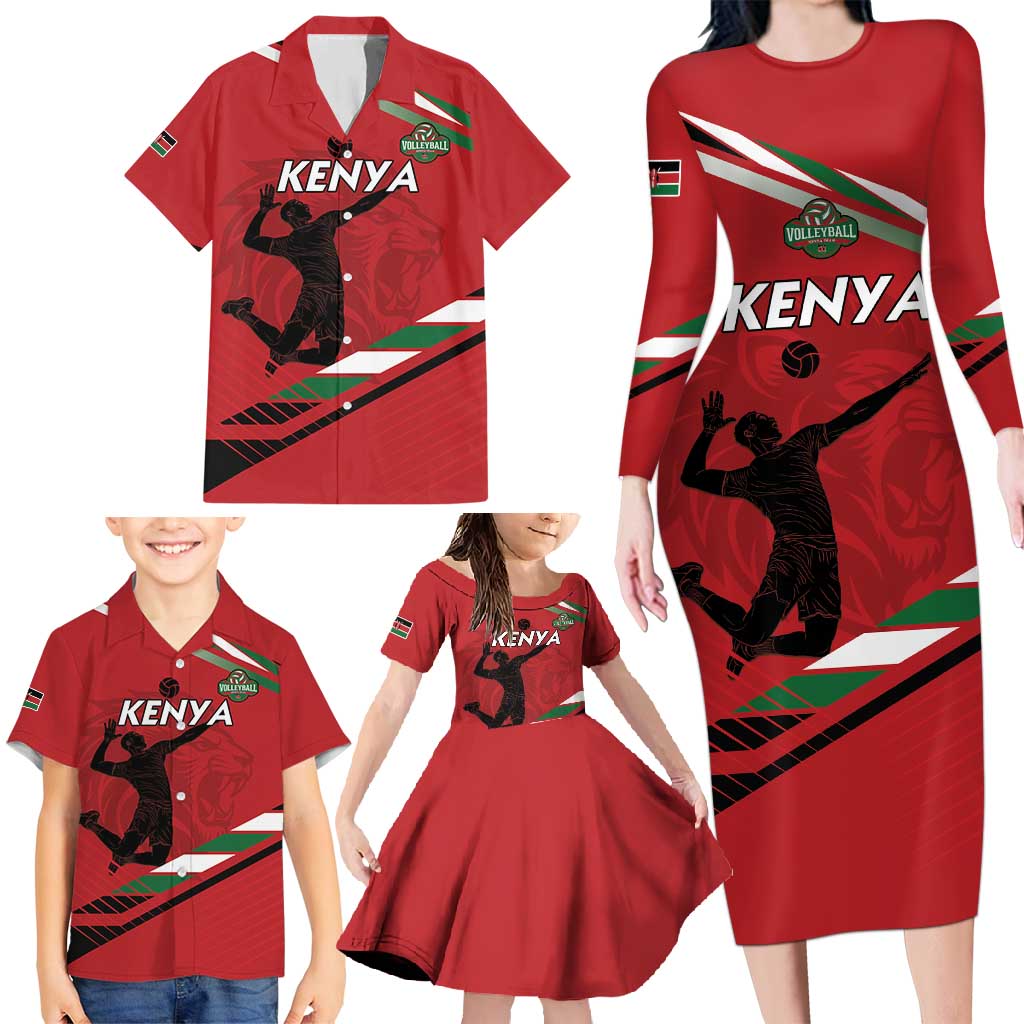Custom Kenya Volleyball Family Matching Long Sleeve Bodycon Dress and Hawaiian Shirt We Are Champions