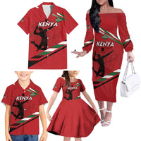 Custom Kenya Volleyball Family Matching Off The Shoulder Long Sleeve Dress and Hawaiian Shirt We Are Champions