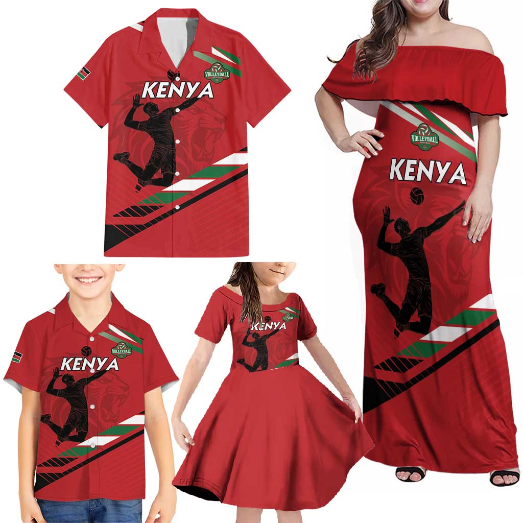 Custom Kenya Volleyball Family Matching Off Shoulder Maxi Dress and Hawaiian Shirt We Are Champions