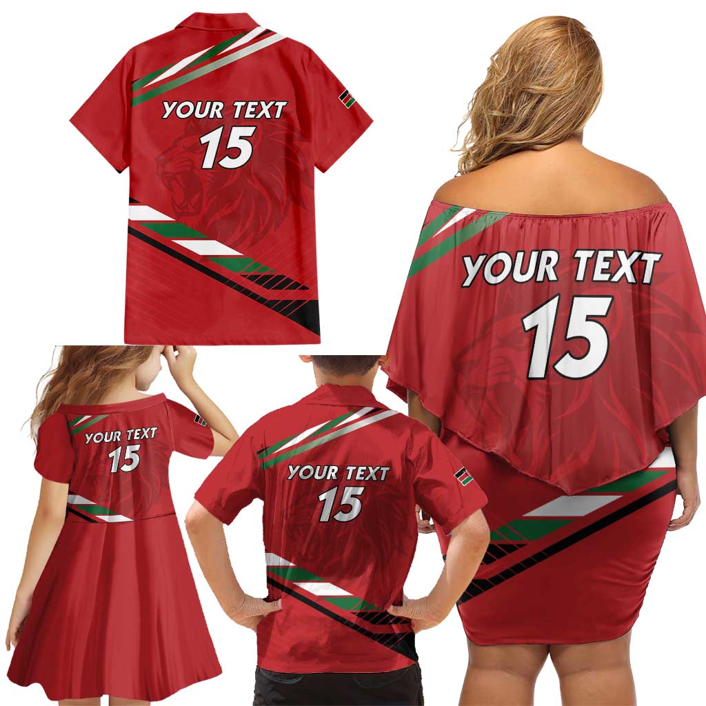 Custom Kenya Volleyball Family Matching Off Shoulder Short Dress and Hawaiian Shirt We Are Champions
