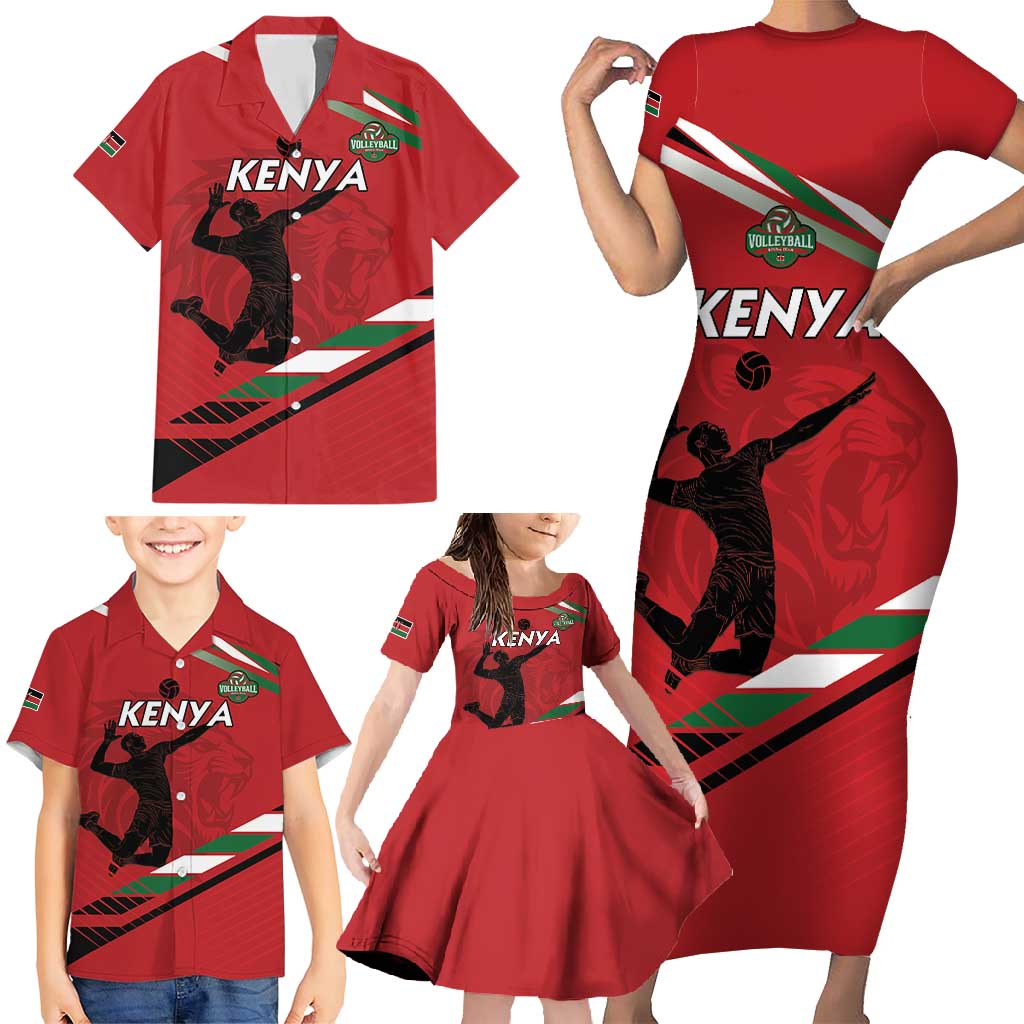 Custom Kenya Volleyball Family Matching Short Sleeve Bodycon Dress and Hawaiian Shirt We Are Champions