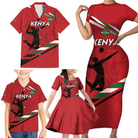 Custom Kenya Volleyball Family Matching Short Sleeve Bodycon Dress and Hawaiian Shirt We Are Champions