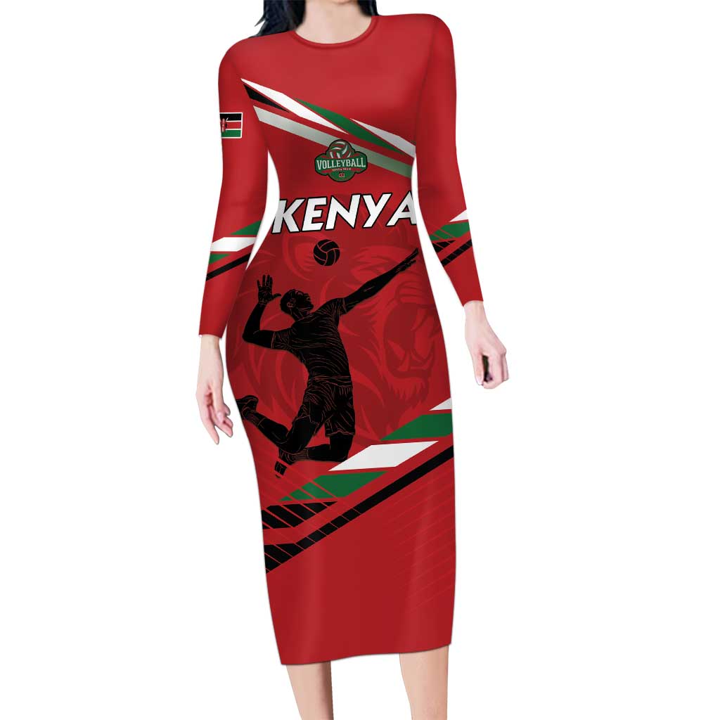 Custom Kenya Volleyball Long Sleeve Bodycon Dress We Are Champions