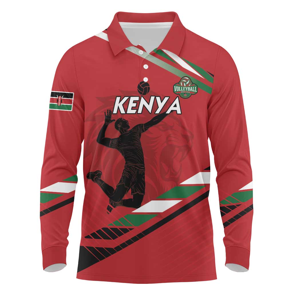 Custom Kenya Volleyball Long Sleeve Polo Shirt We Are Champions