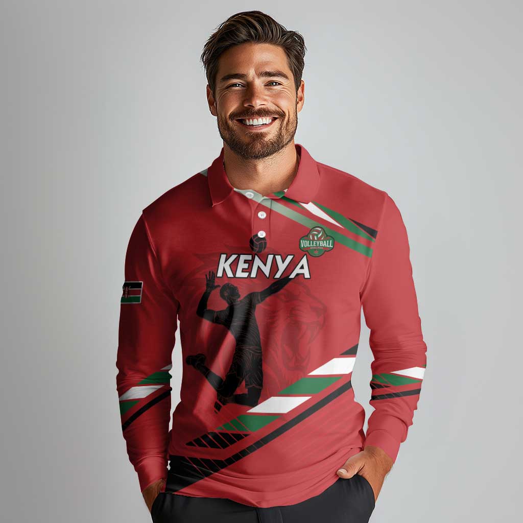 Custom Kenya Volleyball Long Sleeve Polo Shirt We Are Champions
