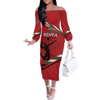 Custom Kenya Volleyball Off The Shoulder Long Sleeve Dress We Are Champions