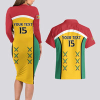 Custom Guyana Cricket Couples Matching Long Sleeve Bodycon Dress and Hawaiian Shirt Come On Amazon Warriors