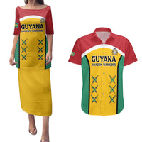 Custom Guyana Cricket Couples Matching Puletasi and Hawaiian Shirt Come On Amazon Warriors