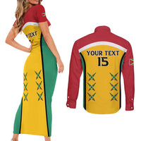 Custom Guyana Cricket Couples Matching Short Sleeve Bodycon Dress and Long Sleeve Button Shirt Come On Amazon Warriors