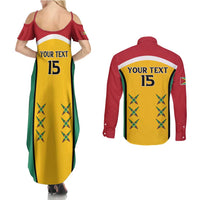 Custom Guyana Cricket Couples Matching Summer Maxi Dress and Long Sleeve Button Shirt Come On Amazon Warriors