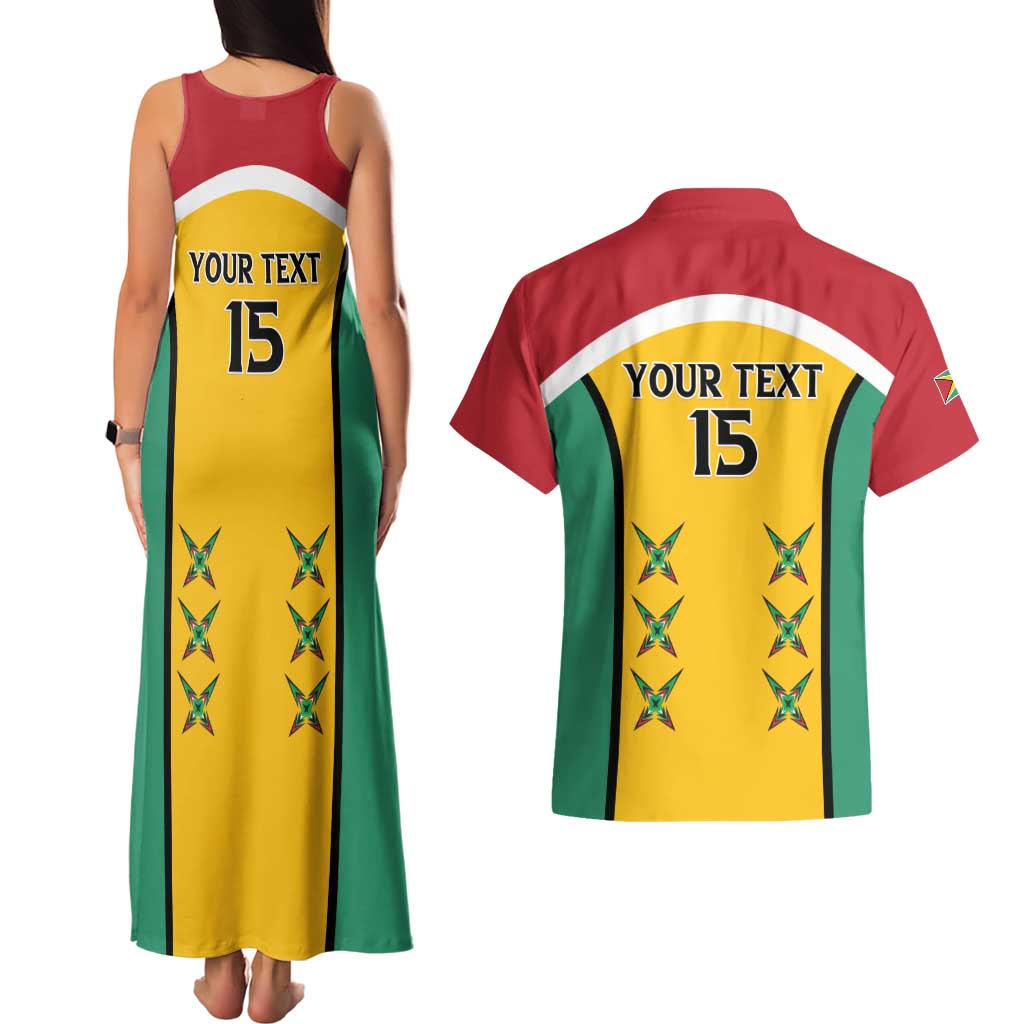 Custom Guyana Cricket Couples Matching Tank Maxi Dress and Hawaiian Shirt Come On Amazon Warriors